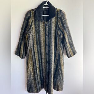 Donegal Design Vintage Mohair Wool Blend Long Coat, Handwoven in Ireland